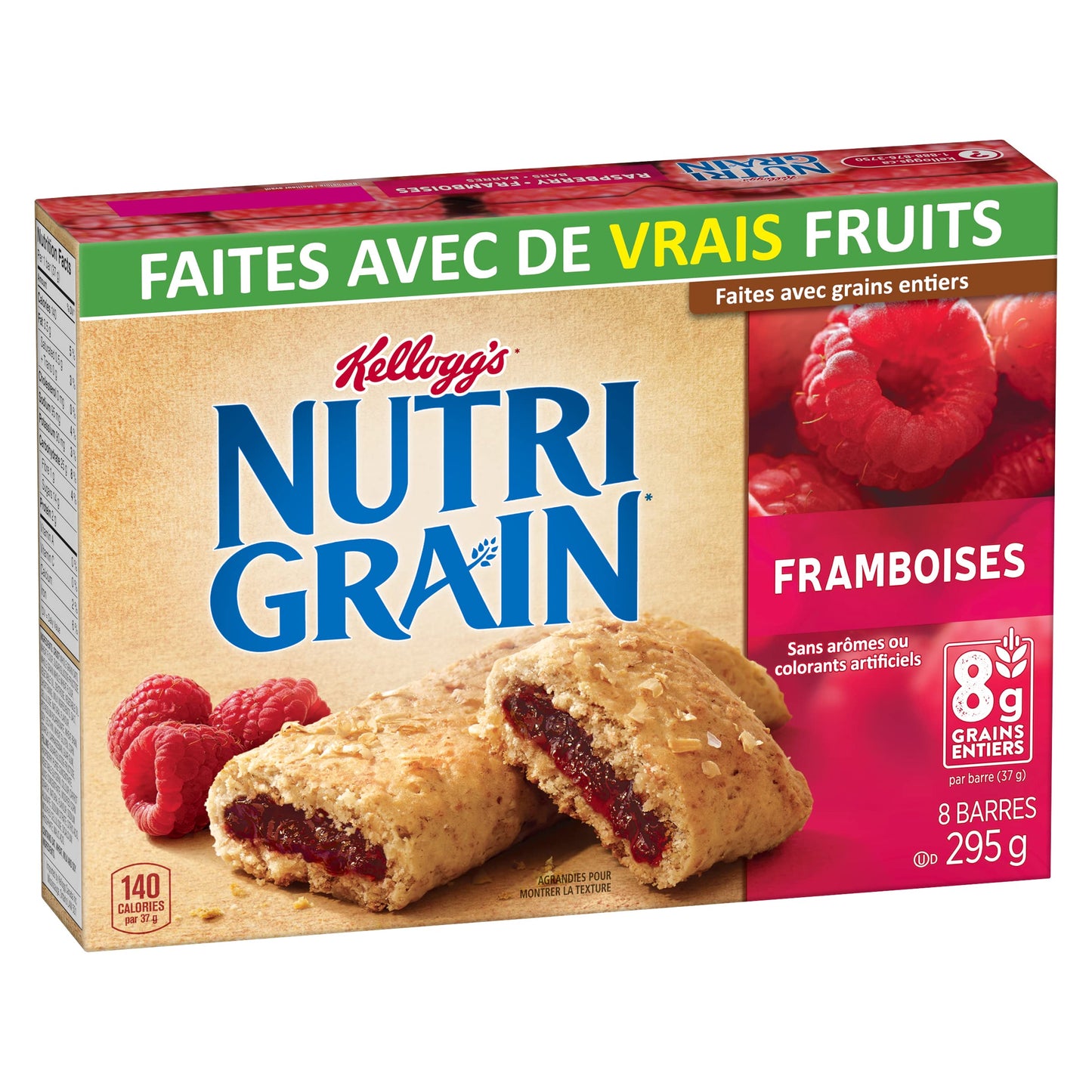 Kellogg'S Nutri Grain Cereal Bars Raspberry, 8 Bars, 295G/10.4 Oz., {Imported From Canada}