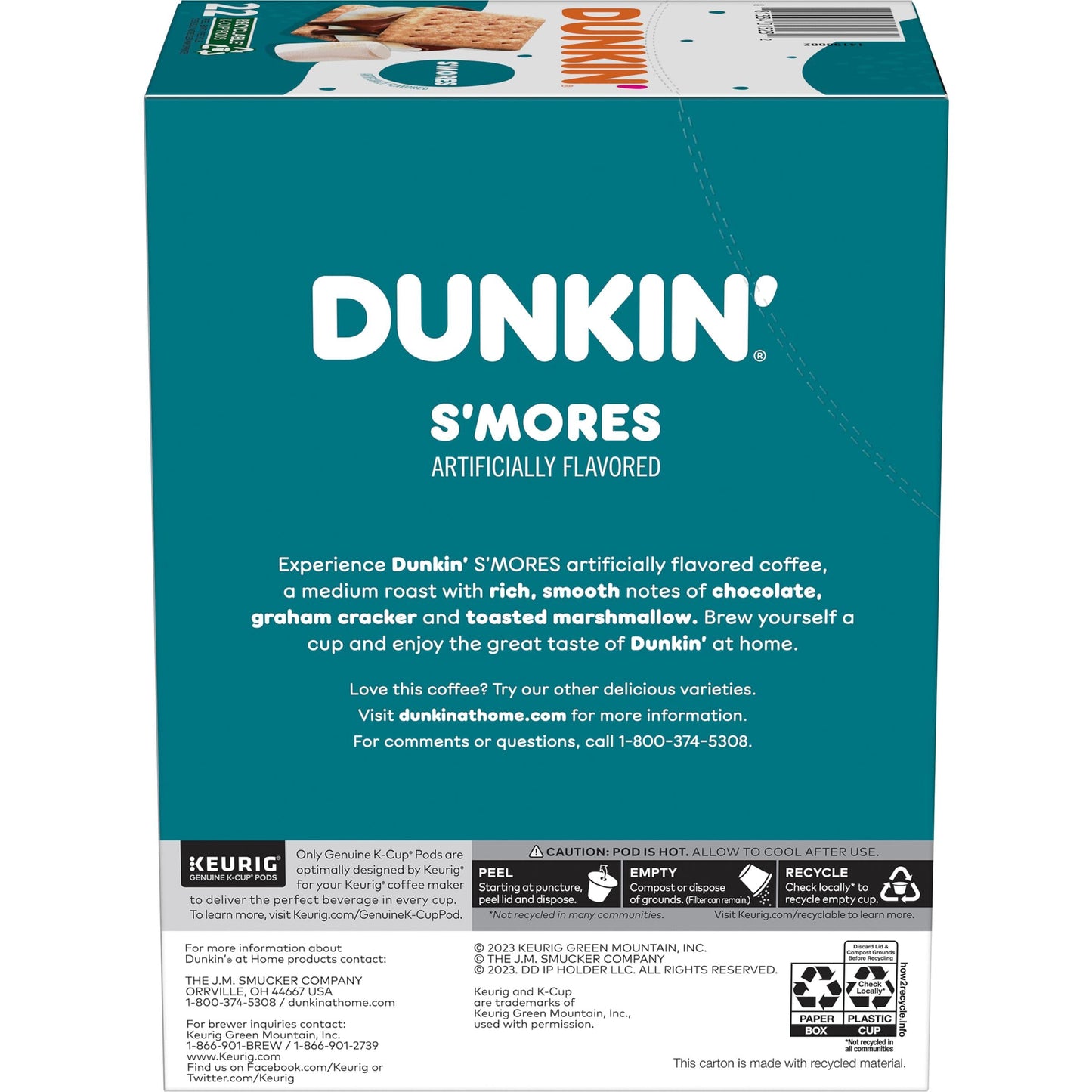 Dunkin Smores Flavored Coffee, 88 Keurig K-Cup Pods