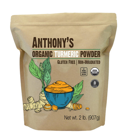 Anthonys Organic Turmeric Root Powder, 2 lb, Curcumin Powder, Gluten Free & Non GMO (Pack of 1)