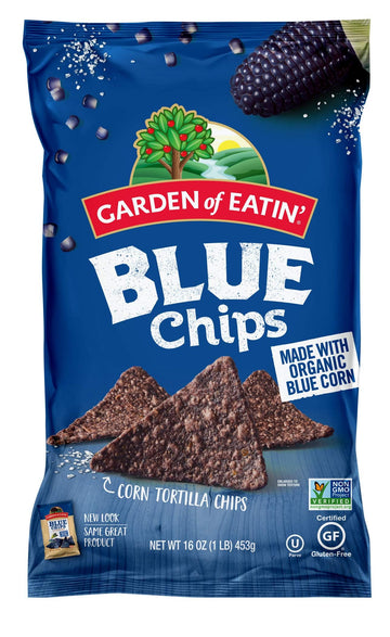 Garden of Eatin Blue Corn Tortilla Chips, Blue Chips, 1 lb bag (Pack of 12)