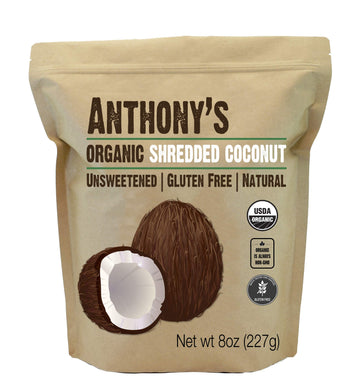 Anthony'S Organic Shredded Coconut, 8 Oz, Unsweetened, Gluten Free, Non Gmo, Vegan, Keto Friendly