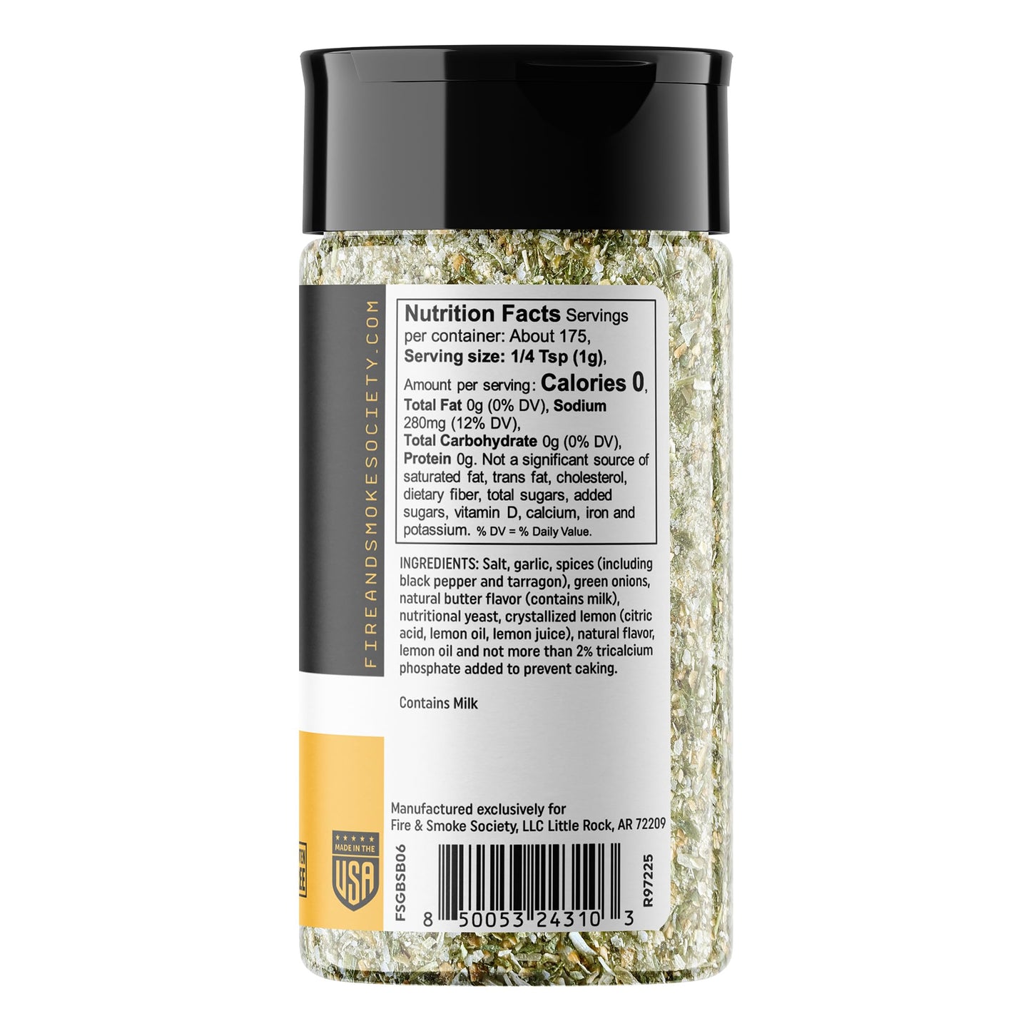 Fire & Smoke Society Garlic Butter Steak Seasoning BBQ Rub, 6.2 oz, Perfect for Steaks, Brisket, and Burgers