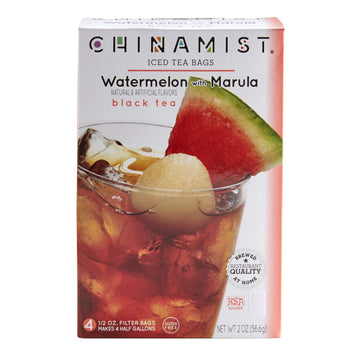 China Mist Iced Tea - Watermelon With Marula Black Tea Infusion - Refreshing And Delicious - Each Tea Bag Yields 1/2 Gallon - 4 