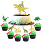 YCTHUNFISH 25 Pack Dinosaur Cupcake Toppers Glitter Gold 1st Birthday Decorations Baby Shower Supplies
