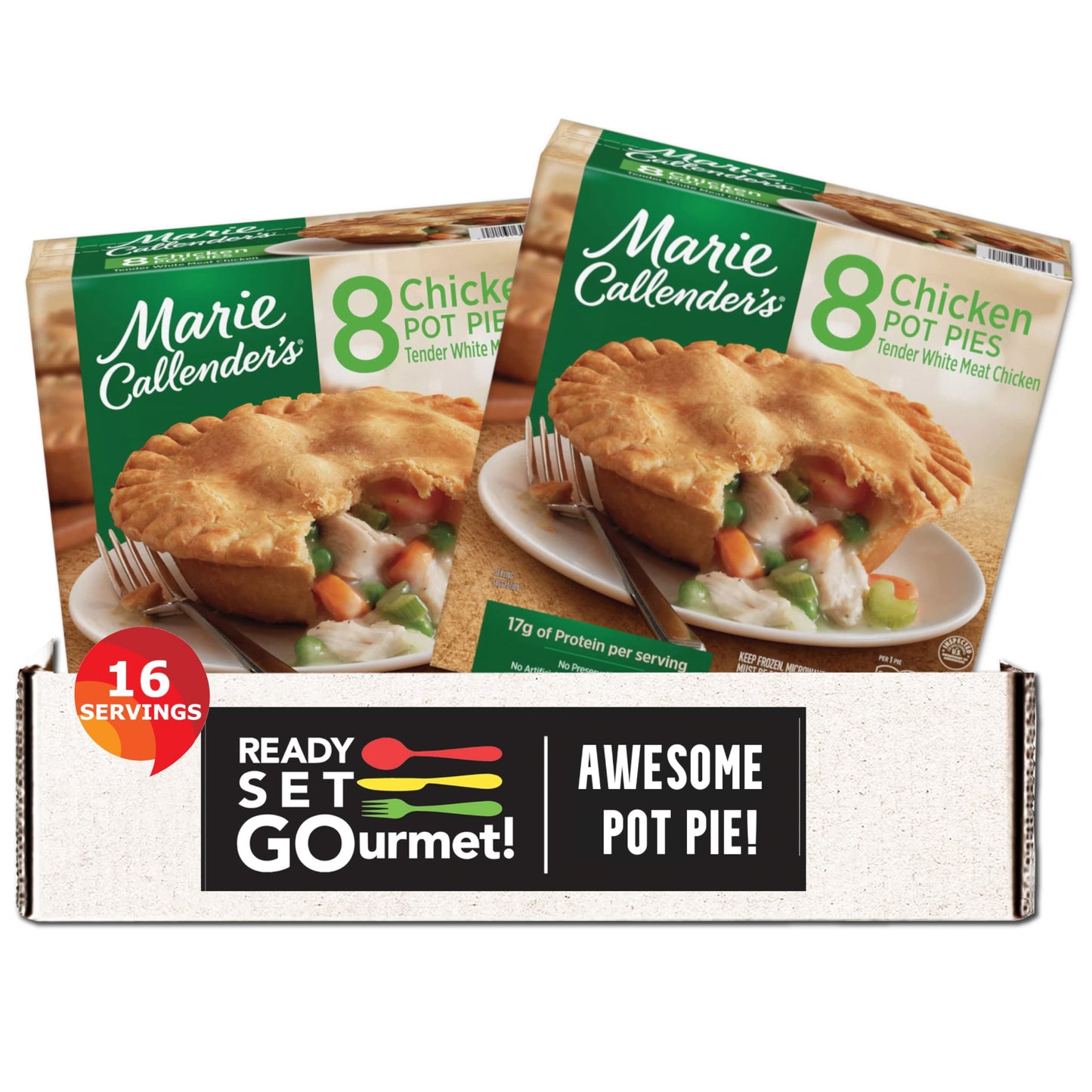 Marie Callender's Chicken Pot Pie - Made with tender white meat chicken - All Natural, Great Source of Protein - 2 Pack (8 ct, 8