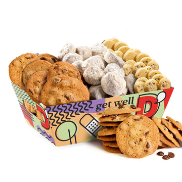 Davids Cookies Get Well Soon Cookie Gift Basket - Gourmet Thin Crispy  Butter Pecan Meltaways  and Choco Chip & Pure Butter Shortbread Cookies - Deliciously Flavored Cookie Shelf Stable Food Crate