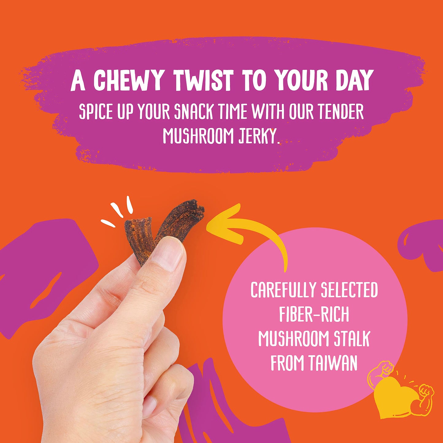 THE DAILY GOOD Mushroom Jerky 3-Pack, High-Fiber, Gluten-Free, Vegetarian, 2.19 oz (Pack of 3)