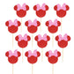 Arthsdite 24Pcs Mouse Inspired Cupcake Toppers With Pink Bow Red Glitter Mouse Cake Decorations For Baby Shower Wedding Kids Bir