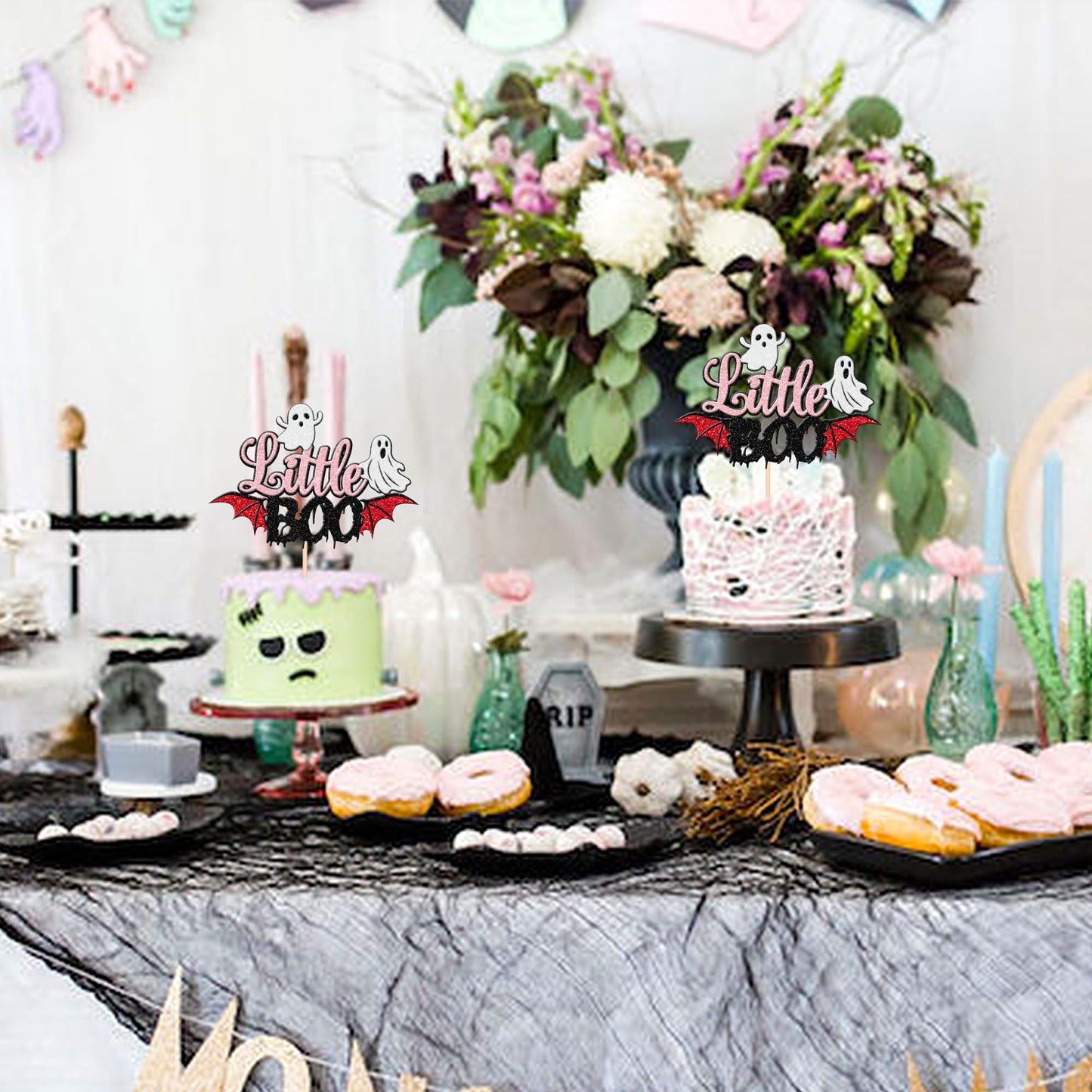 1 Pcs Halloween Little Boo Cake Topper Happy Boo Day Ghost Cake Pick Spooky Bat Ghost Halloween Cake Decoration For Little Boo T