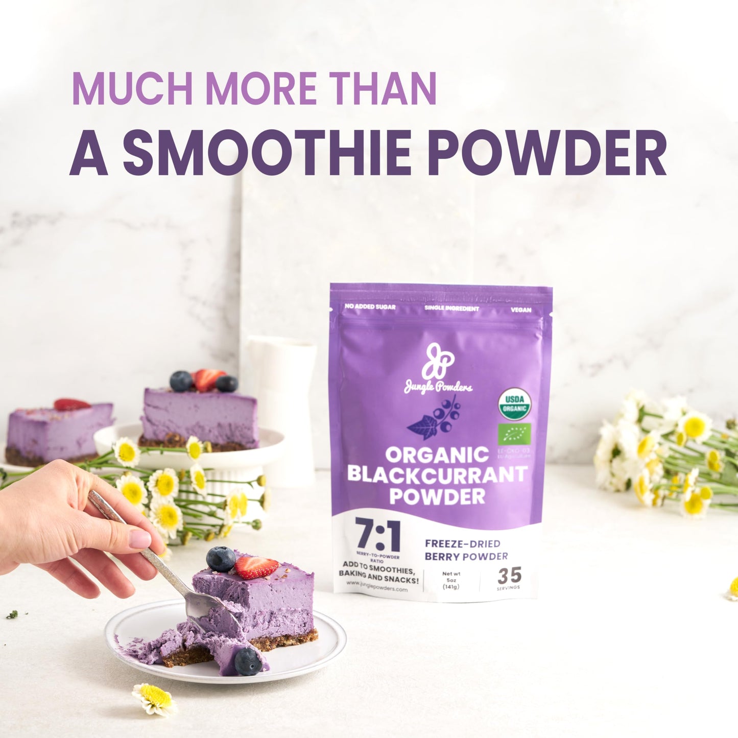 Jungle Powders Organic Black Currant Powder - 5 oz Freeze Dried Fruit for Smoothies, Baking, and Flavoring - Purple Blackcurrant Extract