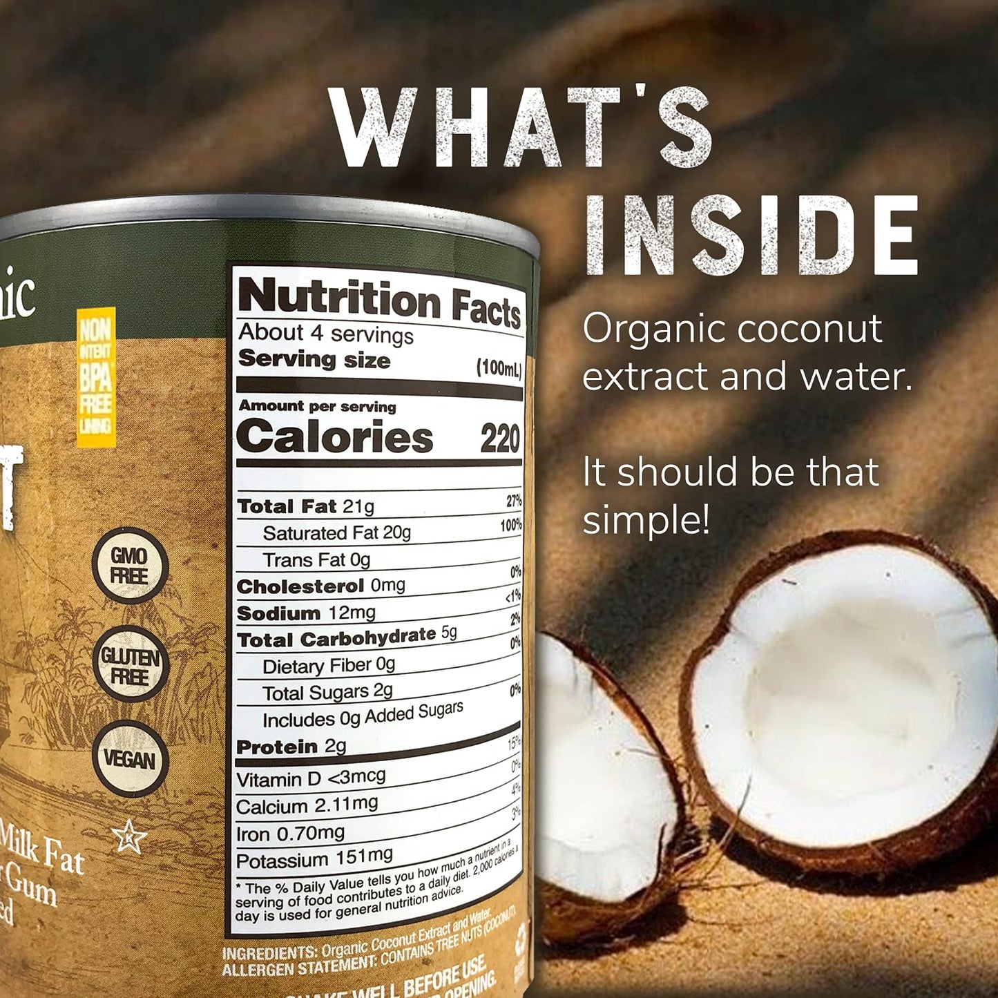 Organic Coconut Cream by Natures Greatest Foods - 13.5 Oz - No Guar Gum, No Preservatives - Gluten Free, Vegan and Kosher - 20-2