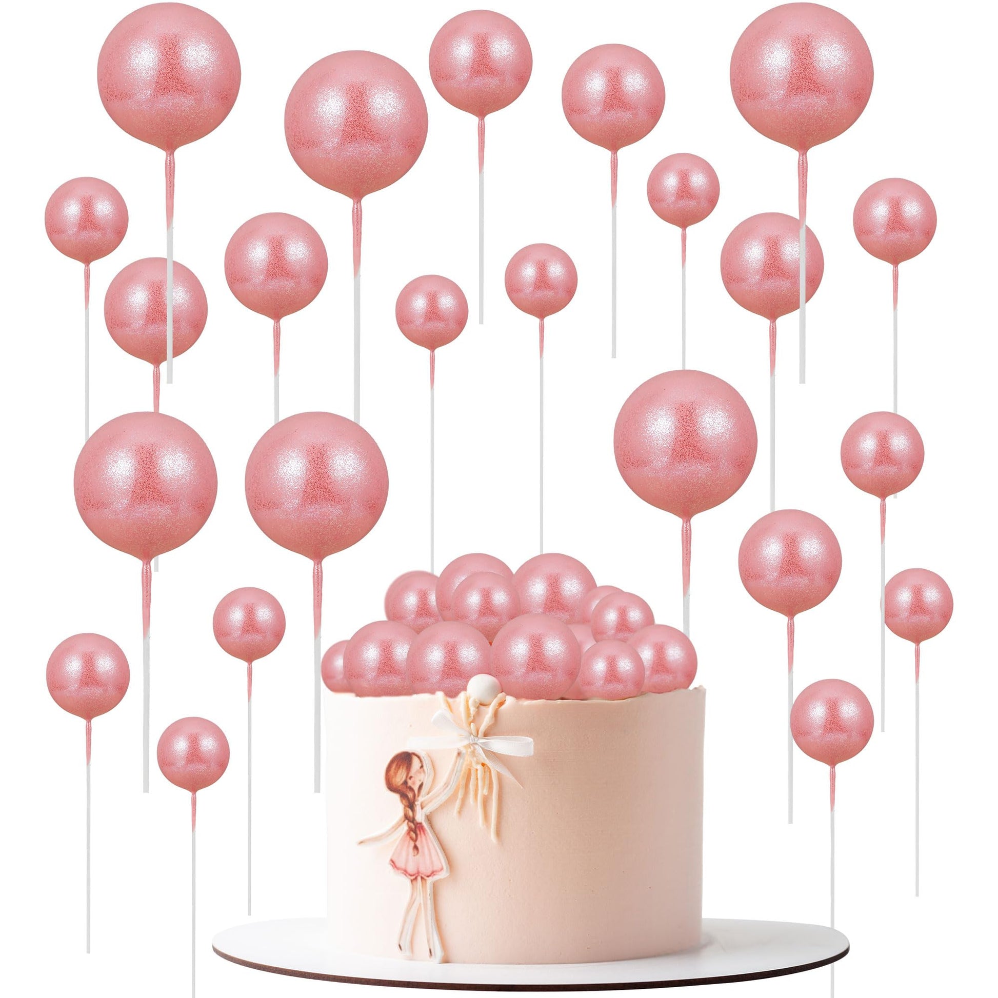 30Pcs Balls Cake Topper Glitter Foam Ball Cake Picks Mini Balloon Cupcake Insert Bubble Balls Diy Decoration For Baby Shower Wed