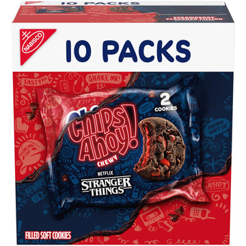 Chips Ahoy! Chewy Strawberry-Filled Cookies, Limited Edition, 10 Snack Packs, 10.6 OZ