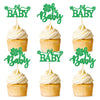 Ercadio 24 Pack St Patrick's Day Lucky Four Leaf Oh Baby Cupcake Toppers Four Leaf Oh Baby Cupcake Picks for st.Patricks Day Bab