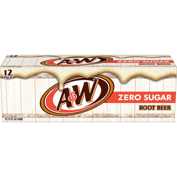 A&W Zero Sugar Root malt-inspired Soda, 12 fl oz cans, 12 pack, Caffeine-Free