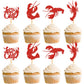Ercadio 24 Pack Crawfish Cupcake Toppers Red Glitter Lobster Cupcake Picks Ocean Lobster Theme Party Baby Shower Birthday Party 