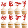 Ercadio 24 Pack Crawfish Cupcake Toppers Red Glitter Lobster Cupcake Picks Ocean Lobster Theme Party Baby Shower Birthday Party 