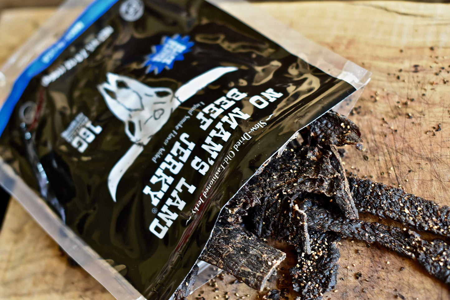 No Mans Land Black Pepper Beef Jerky High Protein Low Calorie Low Carb Beef Snack 16Oz Bag