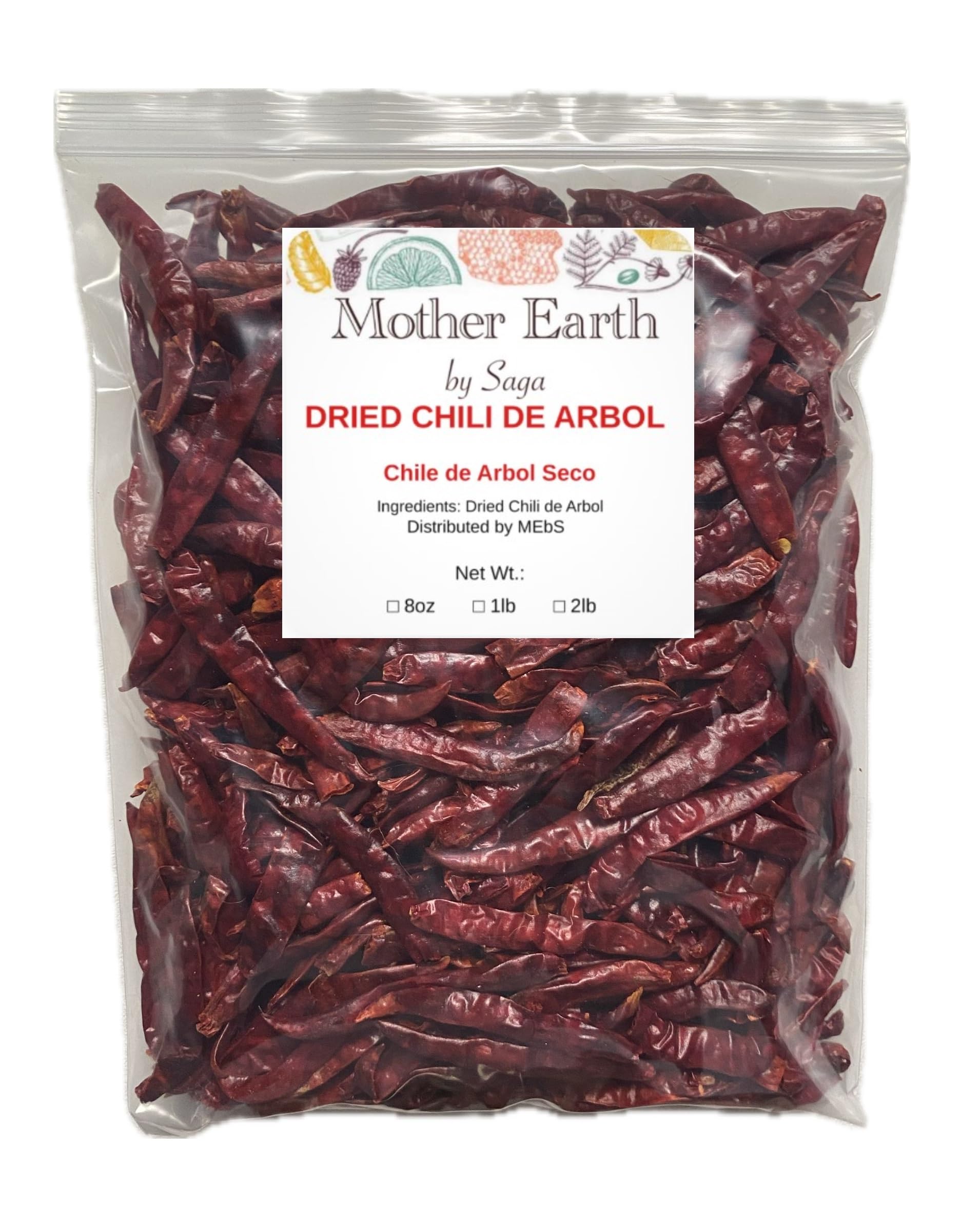 Dried Arbol Whole Chili Peppers for Mexican food, Chile de Arbol Seco Mexicano (8, Ounces)