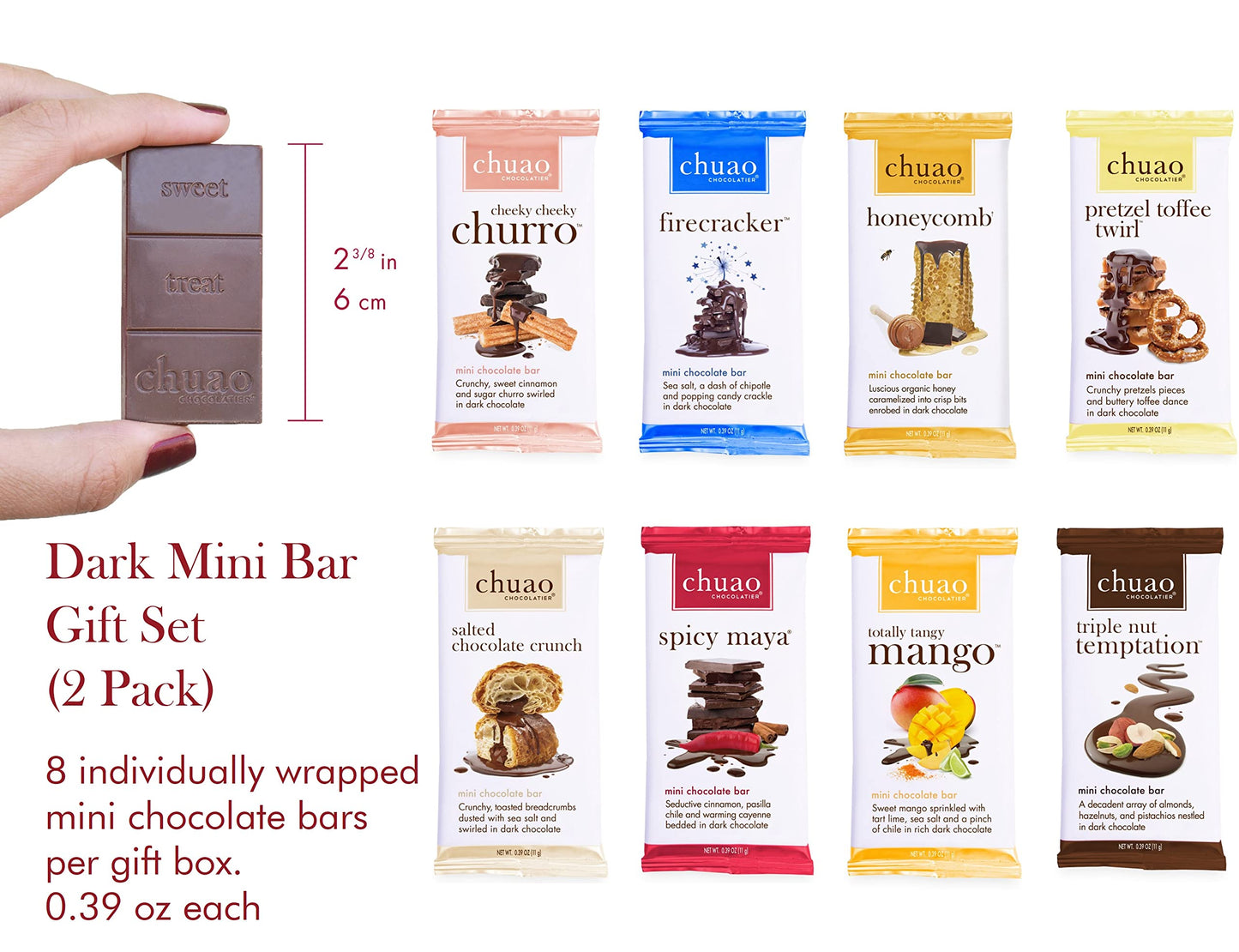 Chuao Chocolatier Dark Chocolate Mini Bar Gift Boxes | Gourmet For Gift Baskets, Birthday, Thank You, Care Package | 16 Mini Bars, 0.39 Oz Each