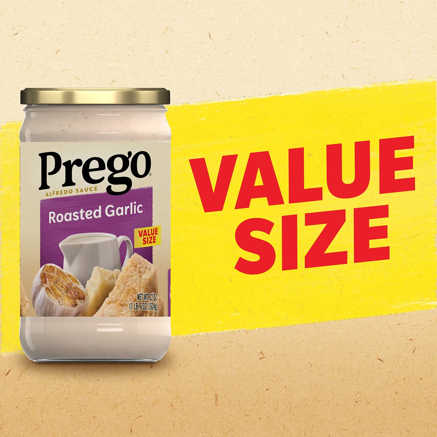 Prego Alfredo Sauce with Roasted Garlic, 22 oz Jar