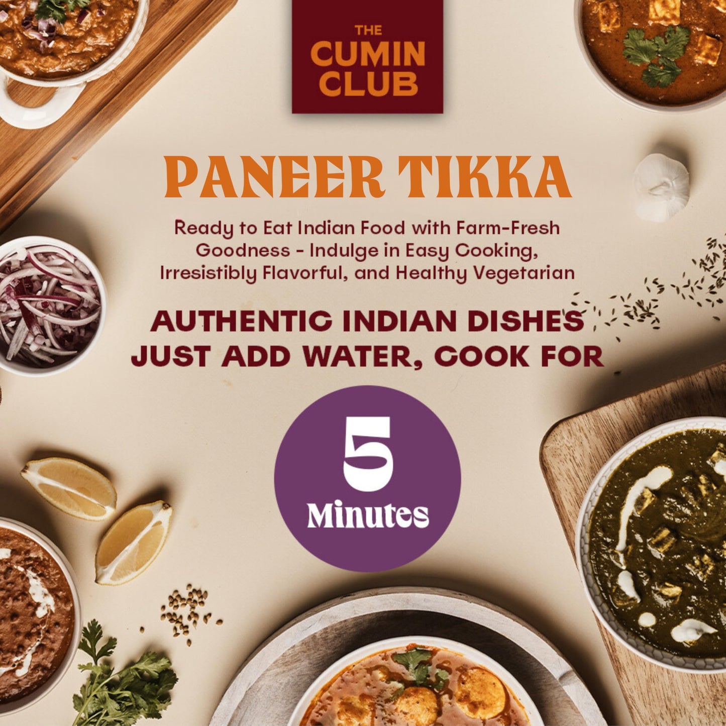 The Cumin Clubs Instant Paneer Tikka Masala - Authentic Indian Meal with Regional Flavors, Ready to Eat in Just 5 Minutes - Pac