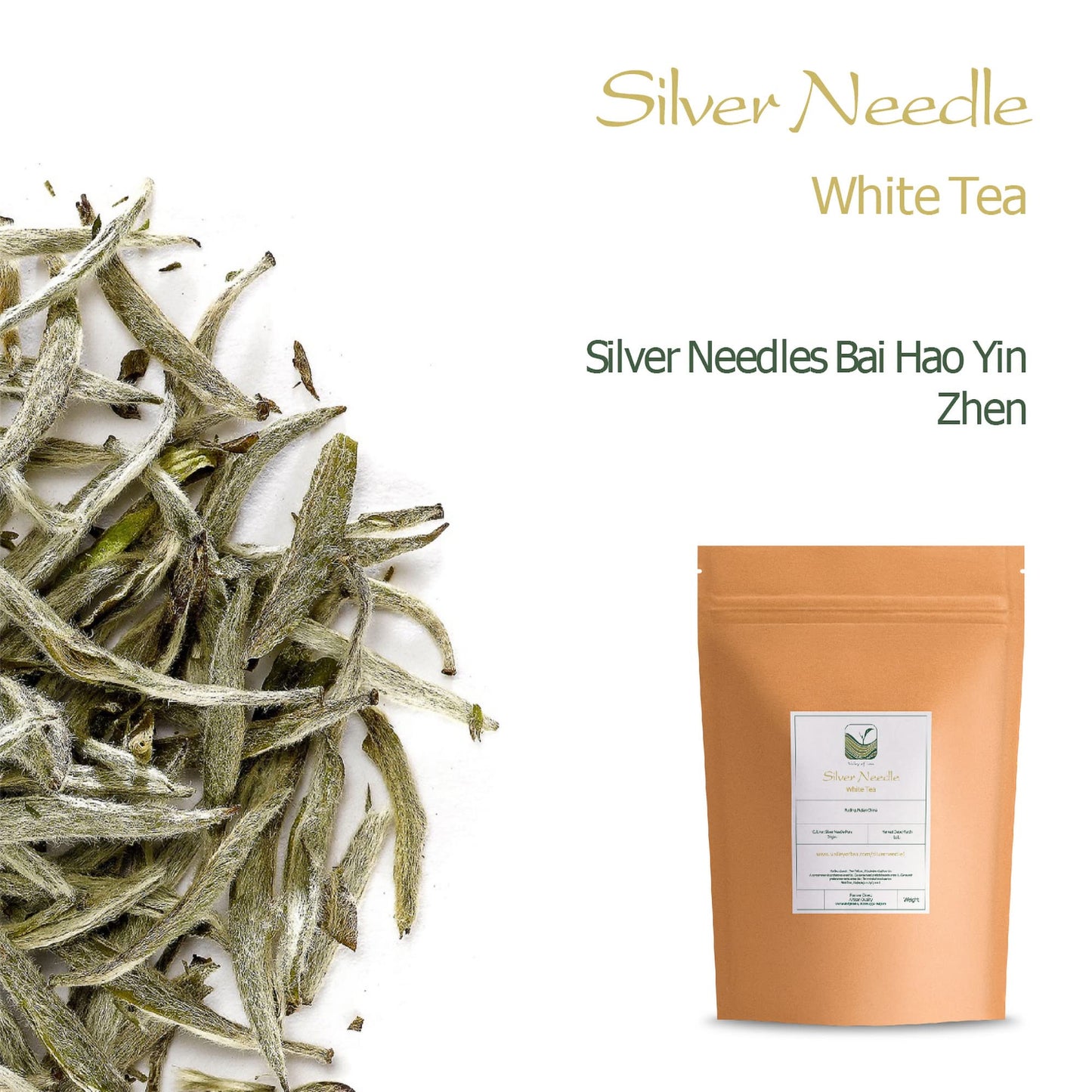 Silver Needle White Tea - 100 Procent Pure Buds - Baihao Yinzhen Chinese Silver Tip Bai Hao Yin Zhen - White Tea Silver Bai Hao