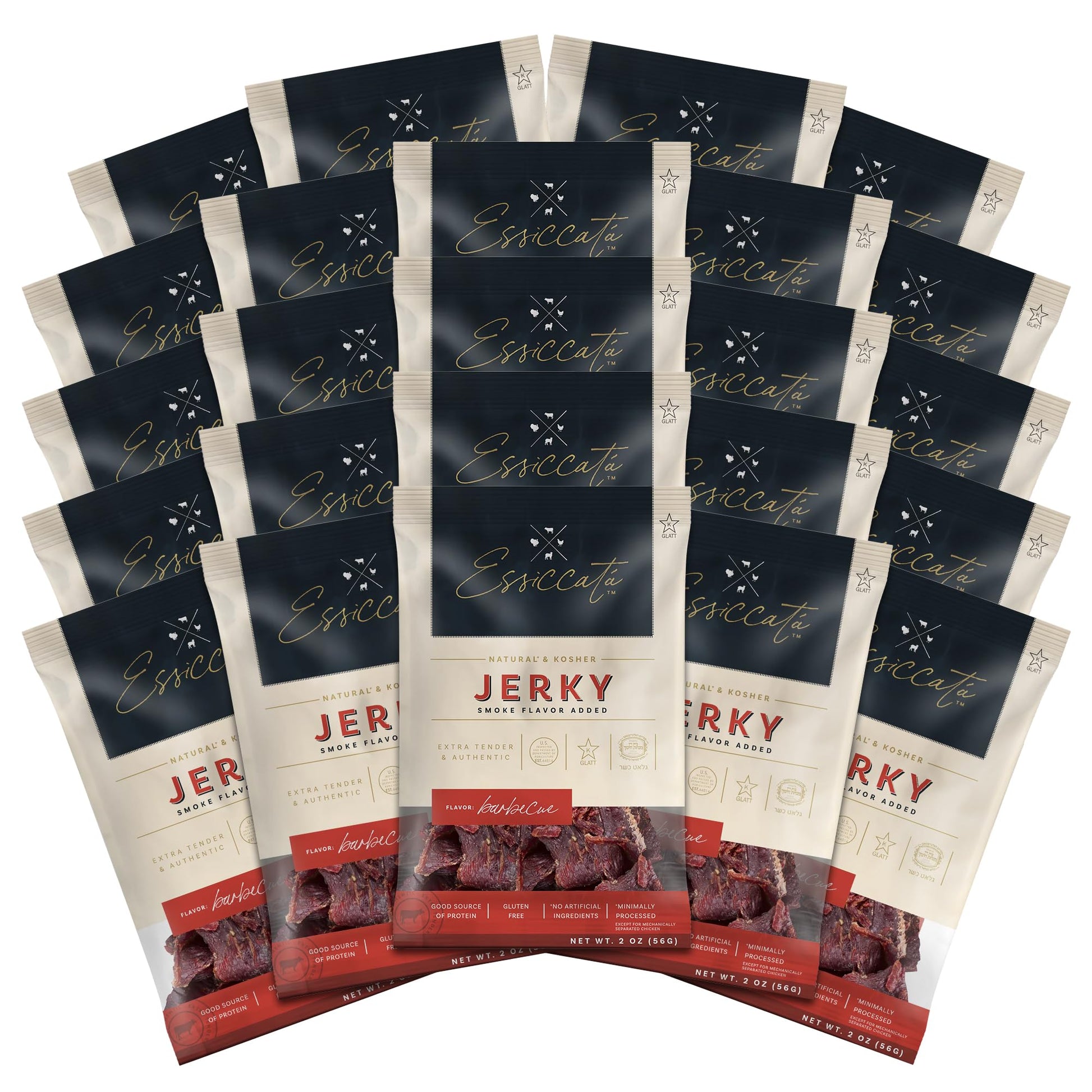 Premium Aufschnitt Beef Jerky - Extra Tender, Grass Fed, Low Sodium, 24 Pack, BBQ