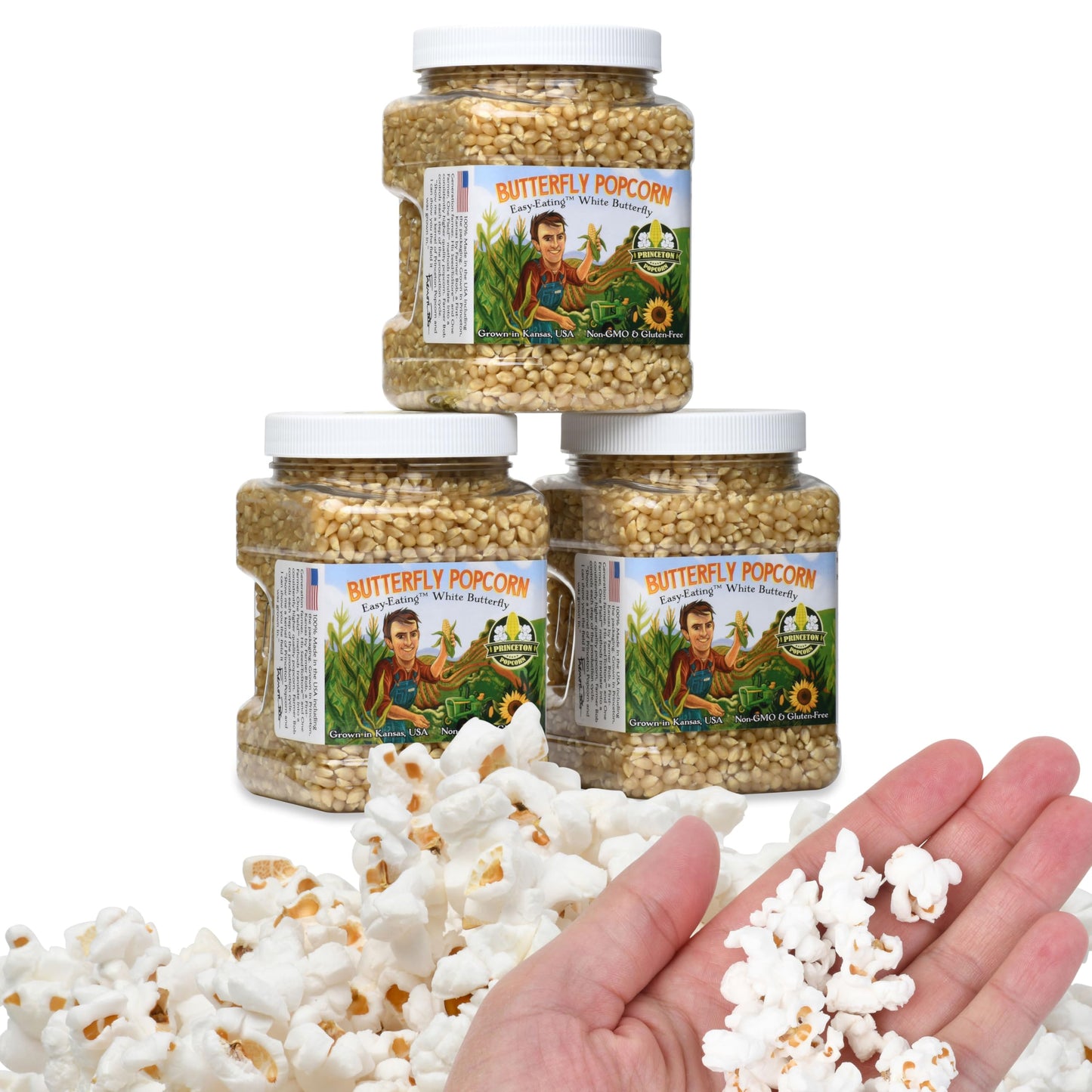 Princeton Popcorn White Butterfly Hulless Popcorn Kernels - Easy-Eating, Baby Small Tender Popping Corn, Non-Gmo Popcorn Kernels