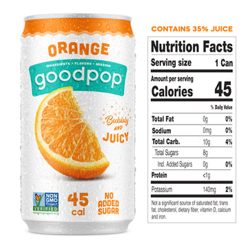 Goodpop Just Juice & Sparkling Water - 24 Pack - 7.5Oz - Orange