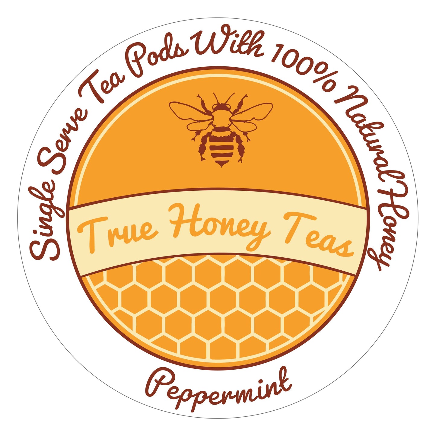 True Honey Peppermint Tea Pods - Honey Crystals Blended In Every Tea Pod - Healthy Digestion Nutriment - All Natural Organic Herbal Energy Blend Free Tea Pod 22 Count