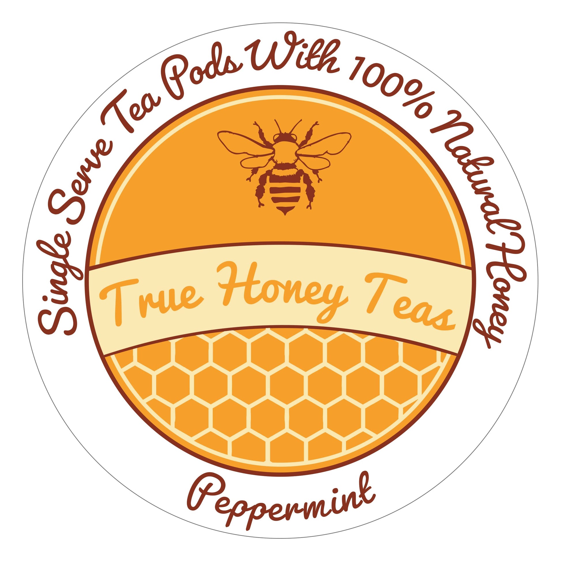 True Honey Peppermint Tea Pods - Honey Crystals Blended In Every Tea Pod - Healthy Digestion Nutriment - All Natural Organic Herbal Energy Blend Free Tea Pod 22 Count