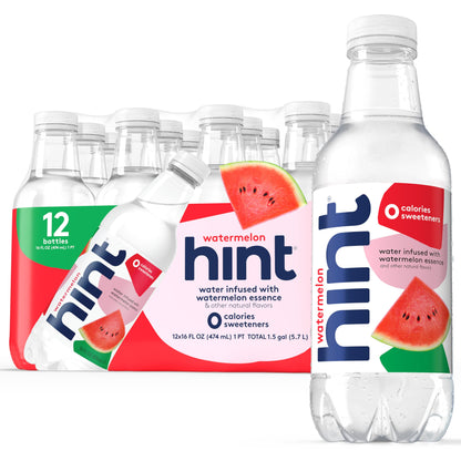 Hint Fruit-Infused Bottled Water, Watermelon - Sugar Free Flavored Water with Zero Calories, Naturally Flavored, and No Artifici