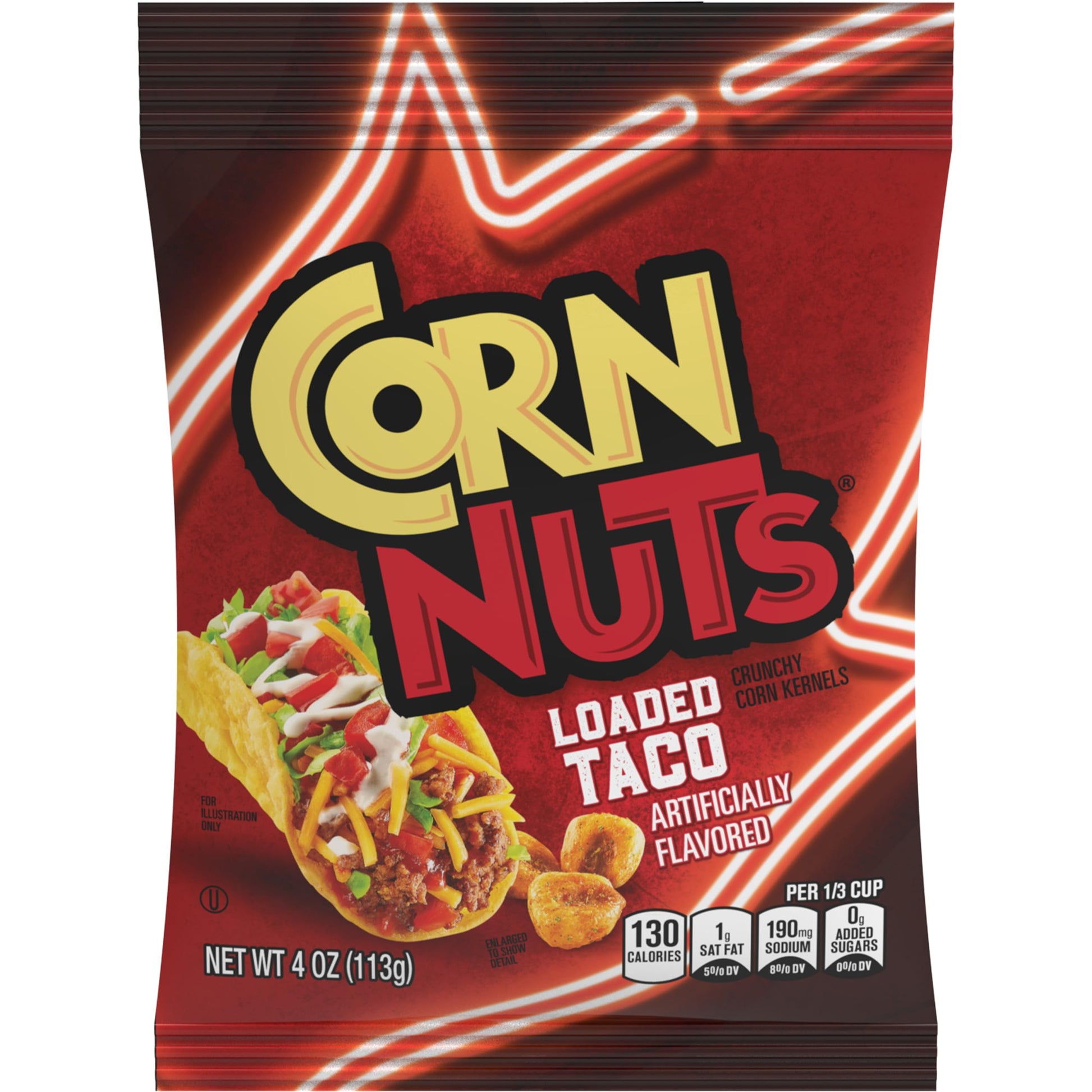 Corn Nuts Loaded Taco Flavored Corn Kernels, Crunchy Snack Box, 4oz (Pack of 12)