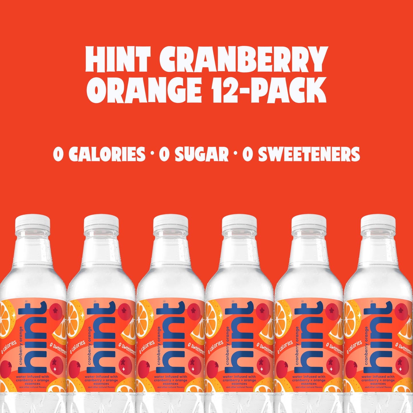 Hint Fruit-Infused Bottled Water  Cranberry Orange- Sugar Free Flavored Water with Zero Calories  Naturally Flavored  and No Artificial Sweeteners - 16 Fl Oz (Pack of 12)