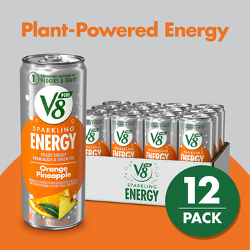 V8 Energy Drink, Sparkling Orange Pineapple, Pack of 12 (11.5 fl oz)