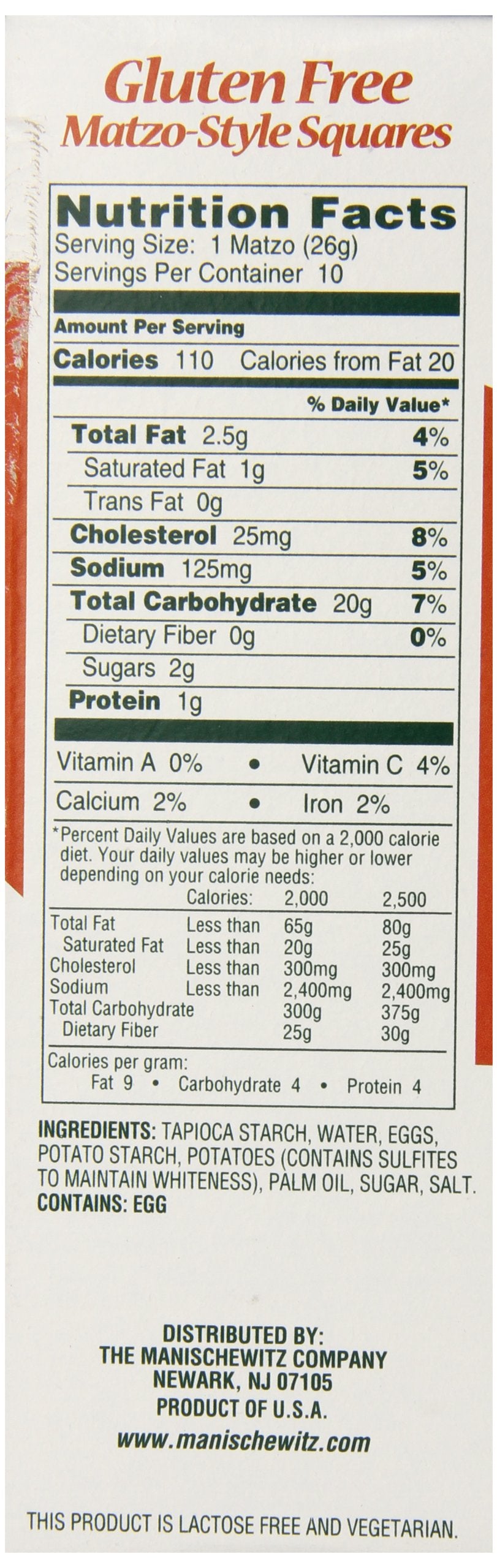 Manischewitz All Natural Gluten Free Matzo Style Squares, 10 Ounce