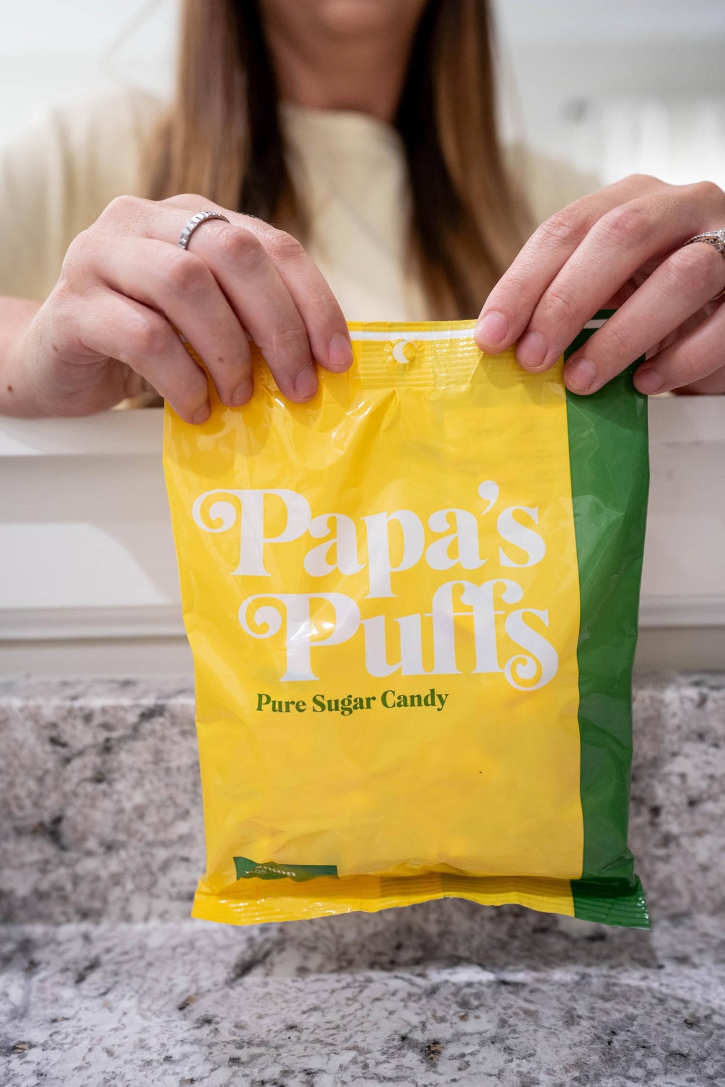 PAPAS PUFFS Lemon Flavored Pure Sugar Candy - Fat-Free, Gluten-Free, 5.05oz Bag - Individually Wrapped