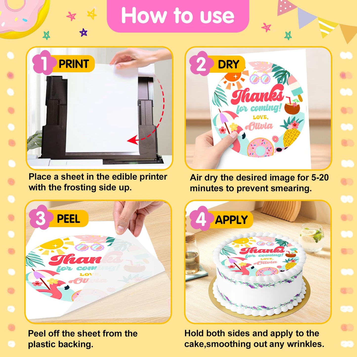 Cendale Icing Sheets For Edible Printer - A4 25 Pcs Edible Frosting Paper