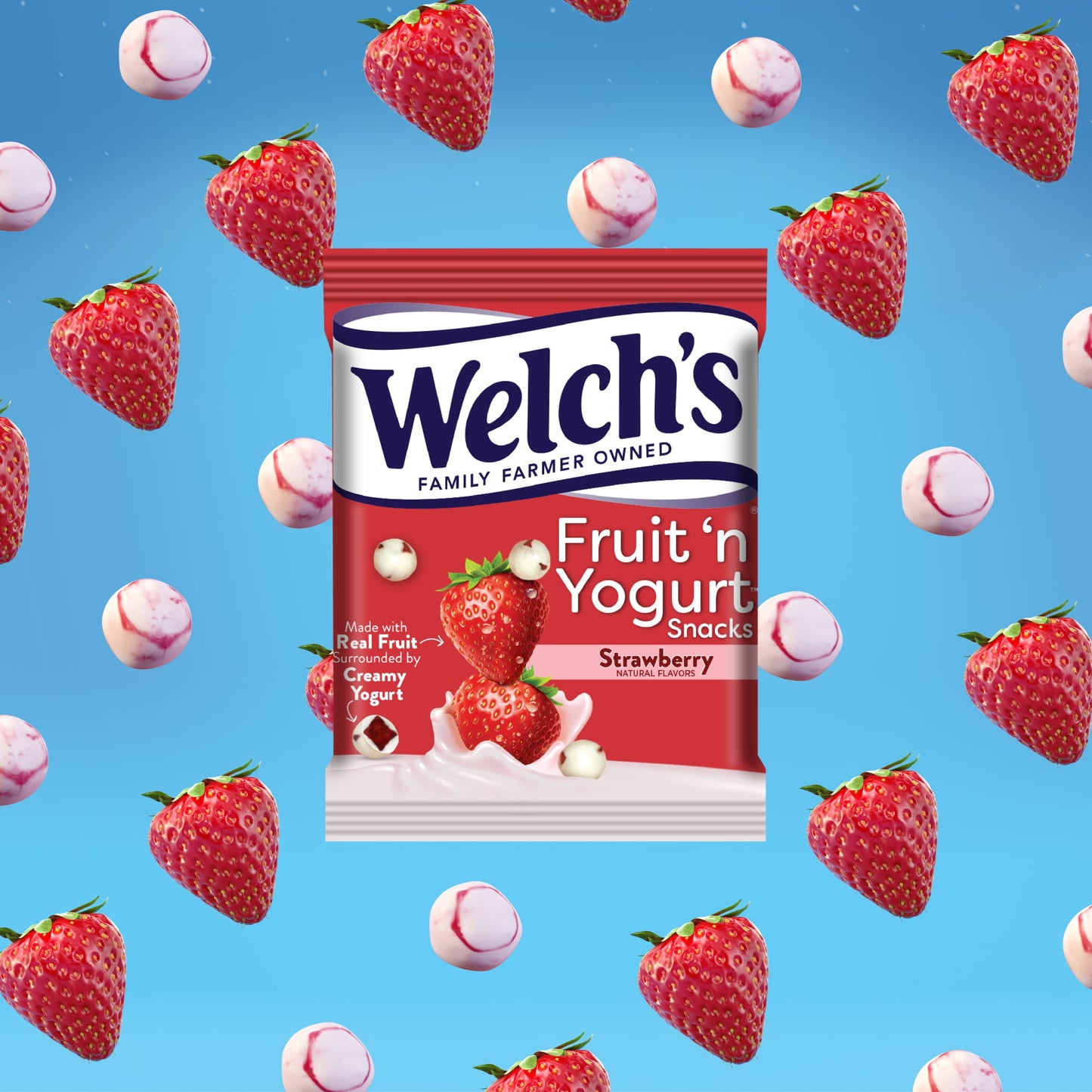 Welchs Fruit Snacks Fruit n Yogurt Variety Pack, Strawberry, Blueberry Acai, Mango Peach, 0.7 oz Bags, Pack of 42