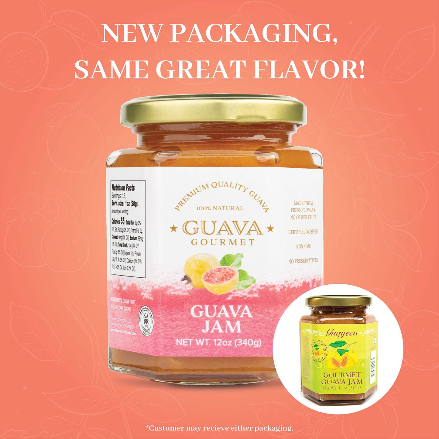 guava gourmet guava Jam (12oz Jar) Fresh Tropical guava Fruit Jam All-Natural Non-gMO Vegan gluten and cholesterol-Free Premium