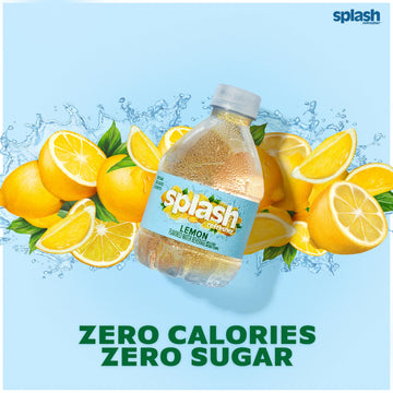 SPLASH BLAST Flavored Water Beverage, Lemon, 8 Fl Oz Plastic Bottles, 12 Pack, Clear