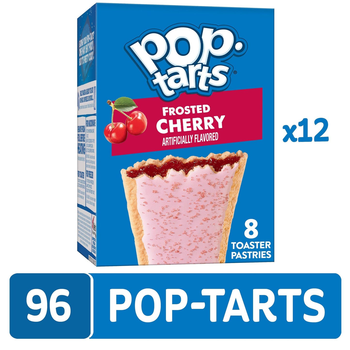 Pop-Tarts Toaster Pastries, Breakfast Food and Kids Snacks, Frosted Cherry, 10.15lb Case (96 Count)