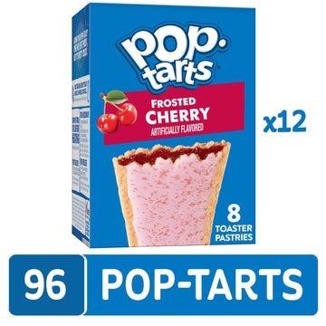 Pop-Tarts Toaster Pastries, Breakfast Food and Kids Snacks, Frosted Cherry, 10.15lb Case (96 Count)