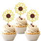 ZHUOWEISM 24 PCS Sunflower Cupcake Toppers - Glitter Flower Theme, Bamboo Material, Small Size, Design 1 for Birthday Party Decorations