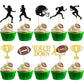 ZHUOWEISM 36 PCS Rugby Ball Cupcake Toppers - Glitter Trophy Picks for Sports Theme Parties, Small, Paper, Design 1