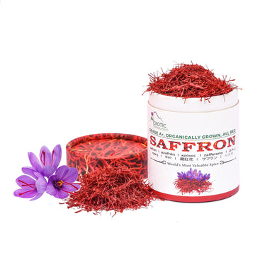 EXOTIC BioNaturals Saffron | Super Negin Grade A+ Saffron Spice | Non-GMO Verified Saffron Threads for Cooking Risotto, Paella, 