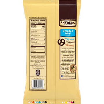 Snyder'S Of Hanover Mini Pretzels, Unsalted Pretzels, 12 Ounce Bag (Pack Of 12)