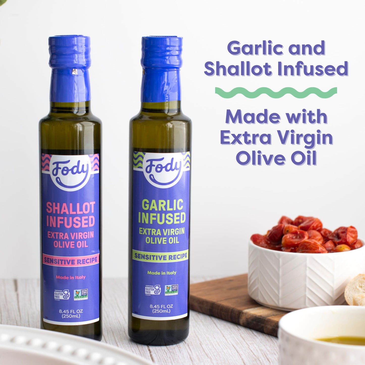 Fody Foods Garlic & Shallot Infused Olive Oil, Low FODMAP, Vegan, 8.45 Oz (Pack of 2), Gluten Free, Made in Italy