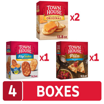 Town House Crackers, 3-Flavor Variety Pack, 4 Boxes